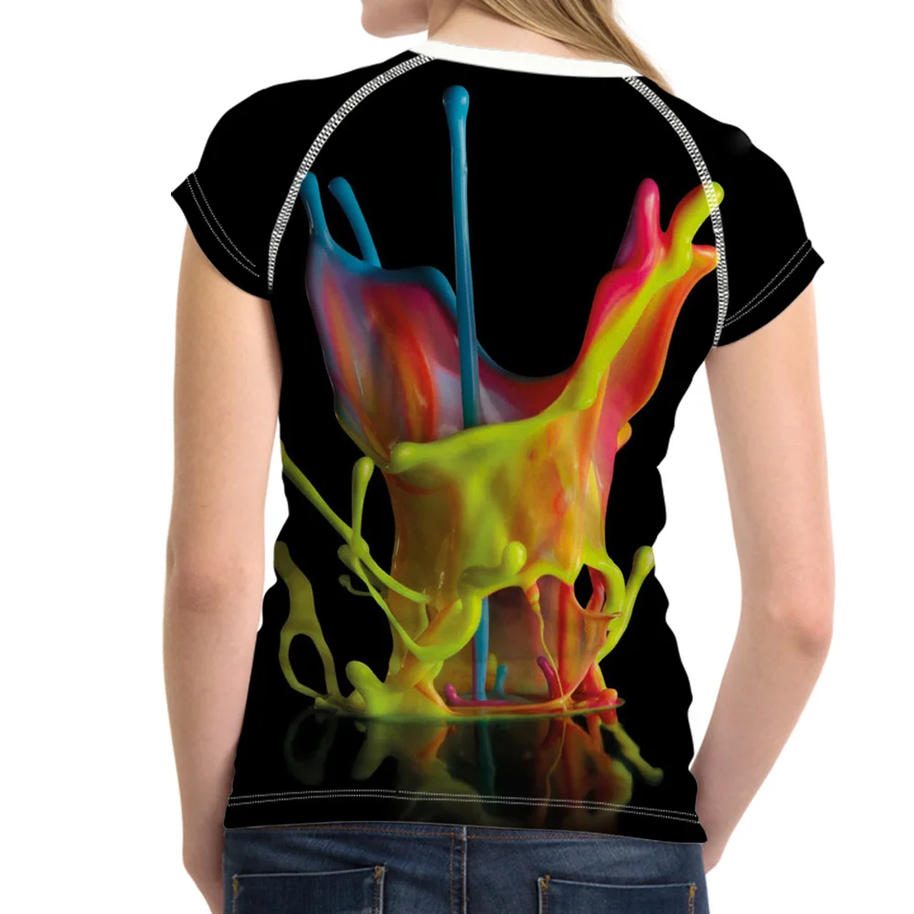 Шумный Дизайн бренда Краски брызг принт Для женщин Летние футболки модные