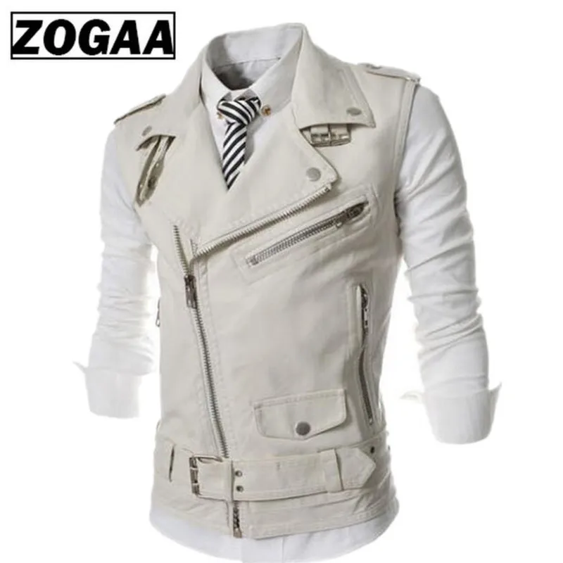 Жилет ZOGAA мужской из натуральной кожи без рукавов с отложным воротником на молнии