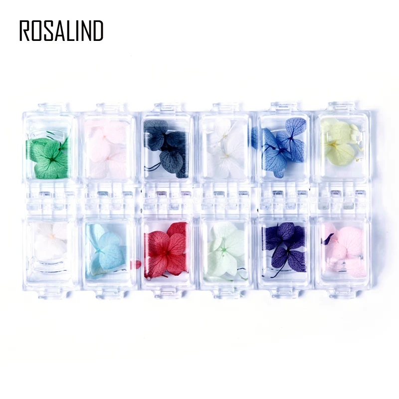 ROSALIND дизайн ногтей природа сухие цветы набор 12 видов цветов/коробка гель лак