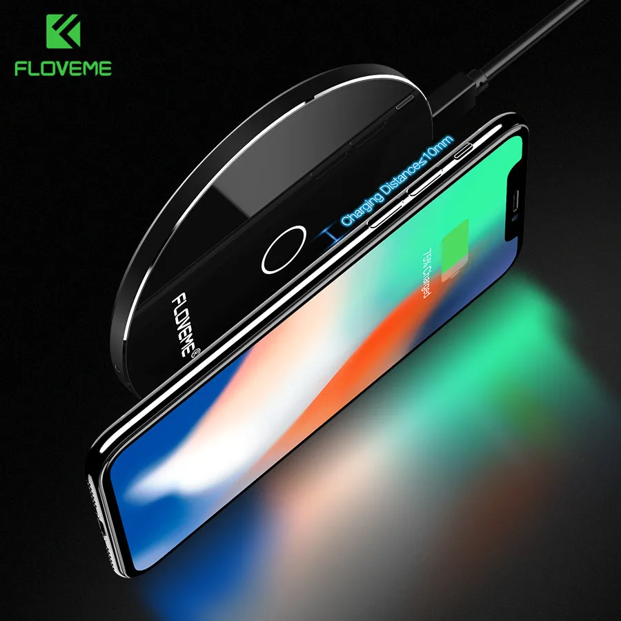 Беспроводное зарядное устройство FLOVEME 10 Вт Qi для iPhone X/XS Max XR 8 Plus зеркальная