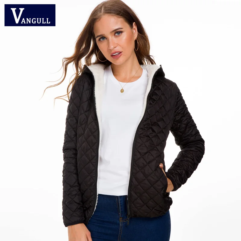 Casual Fashion Solid Women's Clothing winter thick with warm zipper female coat hooded loose long sleeve women basic jacket