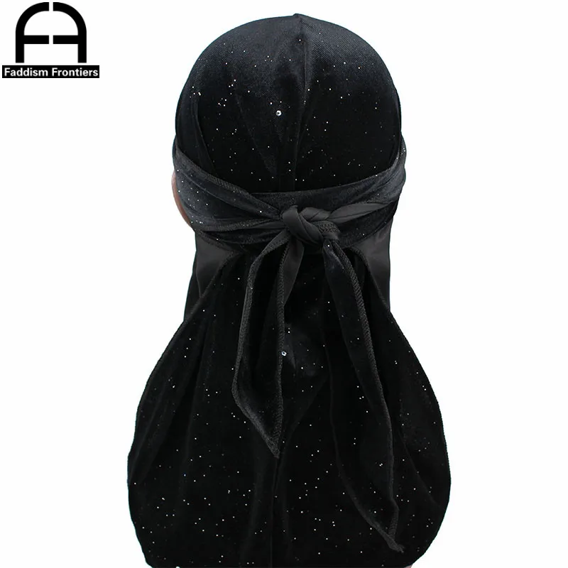 Новые роскошные для мужчин блестящие бархатные Durags Повязка На Голову Durag головной убор для байкеров шляпа аксессуары для волос