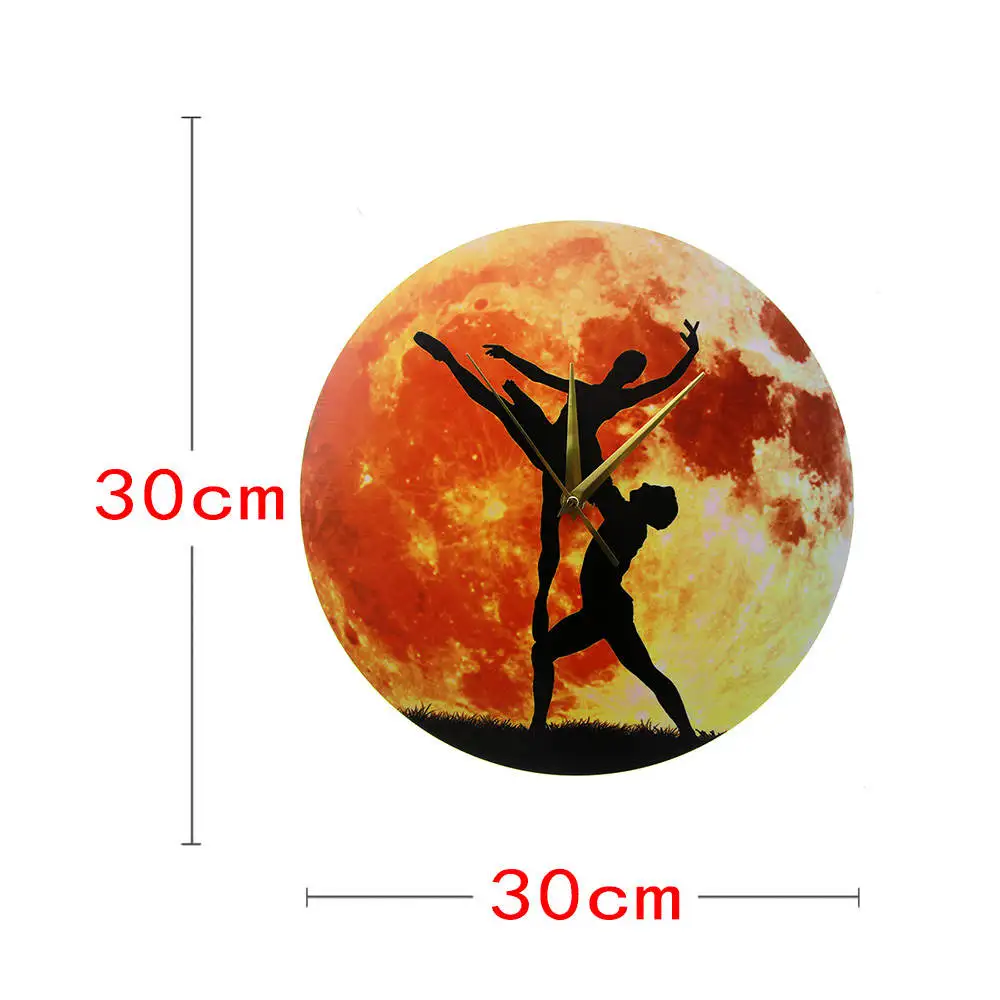 Акриловые настенные часы для танцев пар балерины с Луной зала золотой луной