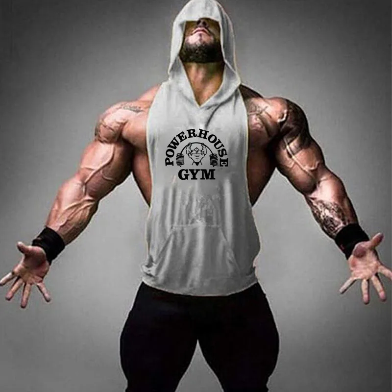 2019 Summer Newest Brand Mens Print Gym Stringers Vest Bodybuilding Clothing Fitness Man Hooded Tanktop Weightlifting Undershirt | Мужская
