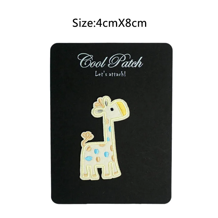 Симпатичные Желтые жирафы Мультяшные животные железные нашивки с вышивкой