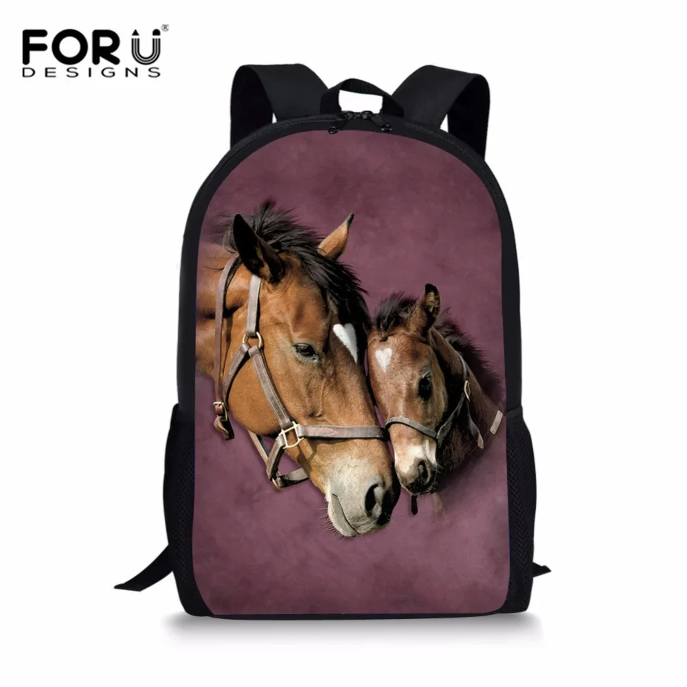 Детский Школьный рюкзак FORUDESIGNS, классный дизайн с лошадью для маленьких девочек и мальчиков, школьные ранцы, студенческий рюкзак для книг, р...