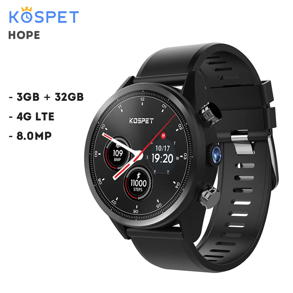 Оригинальный Kospet Hope 4G Smartwatch телефон Android 7 1 39 дюймов MTK6739 четырехъядерный 8.0MP Смарт