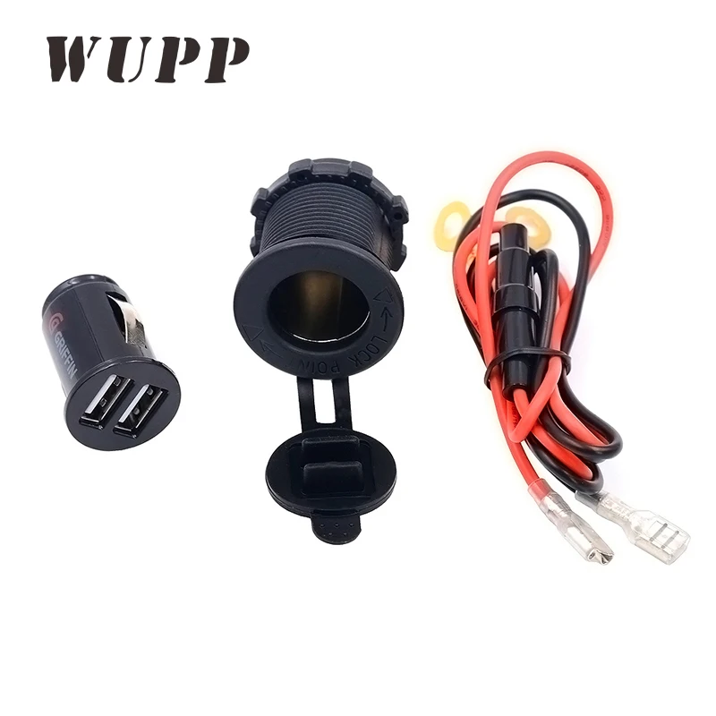 WUPP 12V разветвитель гнезда прикуривателя с двойным 2.1A USB выходным портом зарядное
