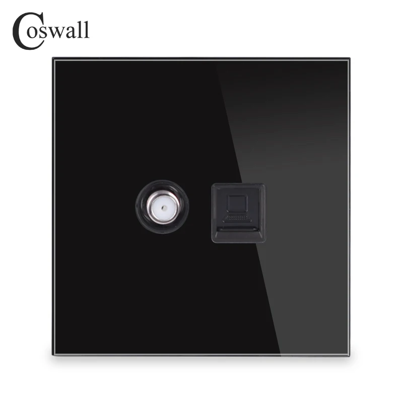 Панель из закаленного стекла COSWALL настенная спутниковая розетка с компьютерным