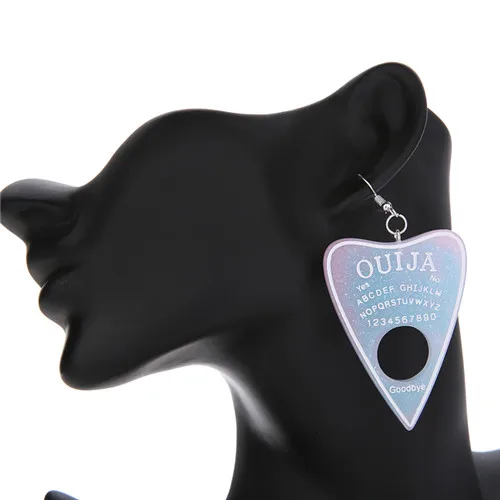 pink blue 1 пара, женские серьги-капли, многоцветная смола, Ouija planchette, амулеты, полимерная серьга для подарка на день рождения, детские женские ювелирные изделия - Окраска металла: pink blue
