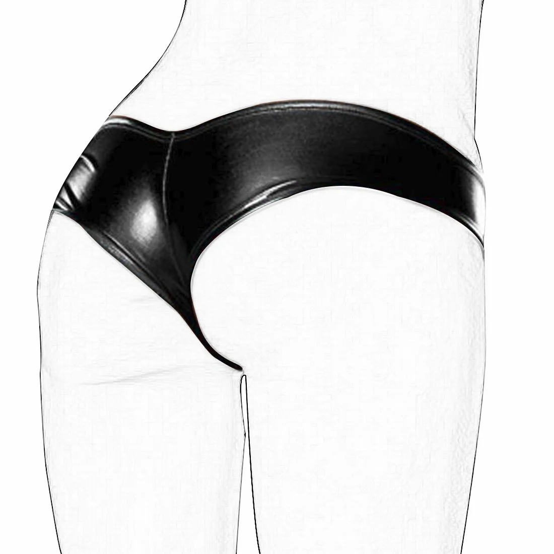 Black YiZYiF блестящее Нижнее белье женские трусики Wetlook трусики-слипы сексуальные женские стринги из лакированной кожи C-String Нижнее белье стринги для женщин - Цвет: Black