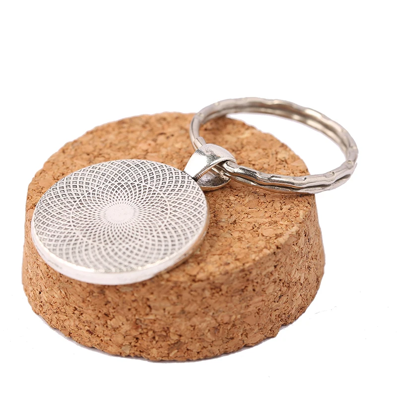 reidgaller 5pcs fit 25mm round cabochon key chain settings antique silver blank keychain base trays diy keyring accessories | Украшения и
