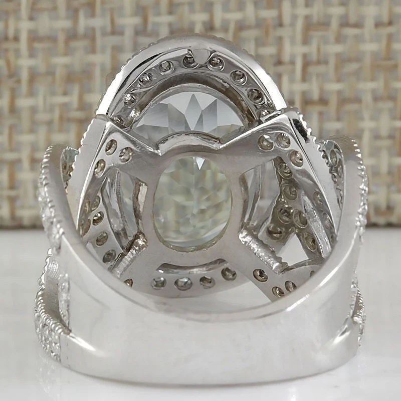 Классические большие овальные небесно голубые циркониевые кольца для женщин