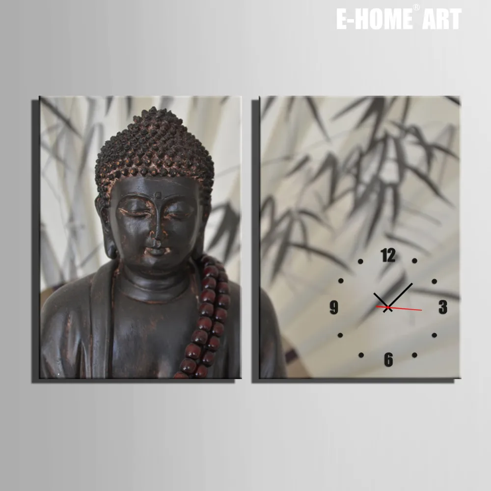 Бесплатная доставка дневные гигантские часы Будды в холсте настенные 2 шт. | Дом и
