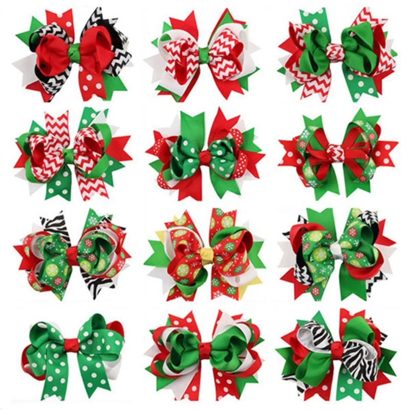 

Naturalwell Girls Hair Accessories Child Christmas gift Hairclips Kids party bows Kids hairbows ribbon hair clips 10pcs BB030