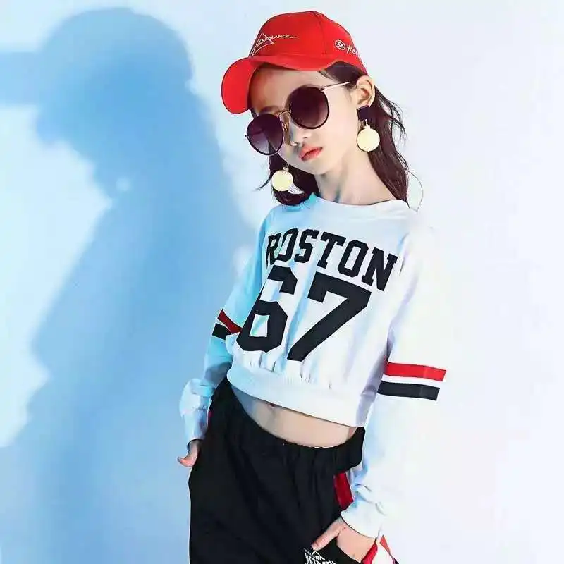 Новые танцевальные костюмы для девочек детский уличный танцевальный комплект с