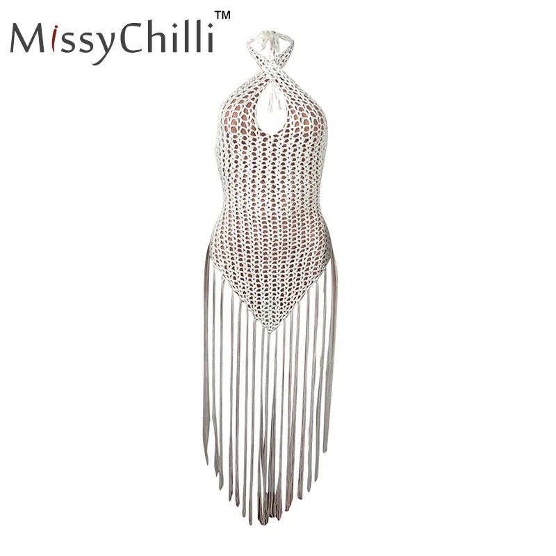Женское черное платье миди MissyChilli с бретелькой через шею элегантное облегающее