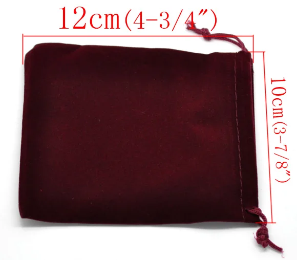 Бархатные мешки Velveteen прямоугольные темно-красные 12 см x 10 (4 6/8 дюйма x3 7/8 дюйма) 2