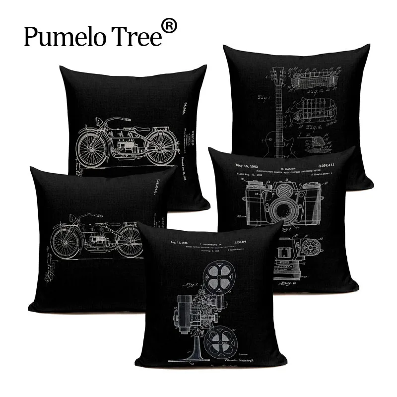 Винтажные Декоративные Чехлы для подушек наволочки черного цвета