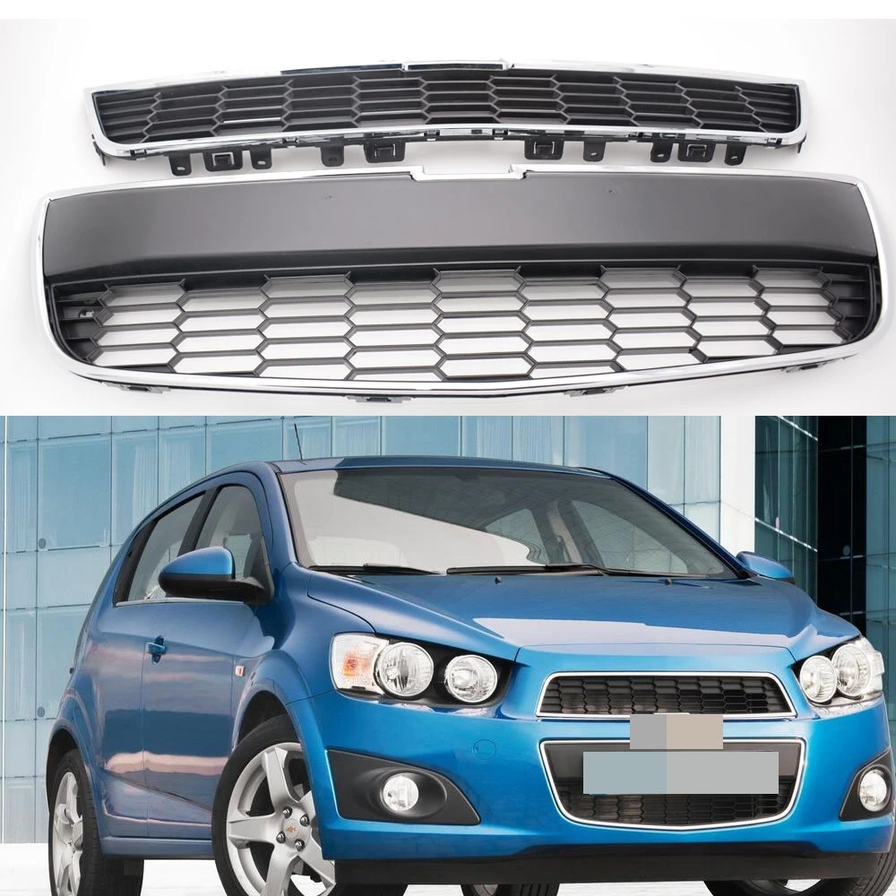 2 шт. передняя решетка радиатора сетка верхняя + нижняя для Chevrolet Aveo 2011 2016|Гоночные