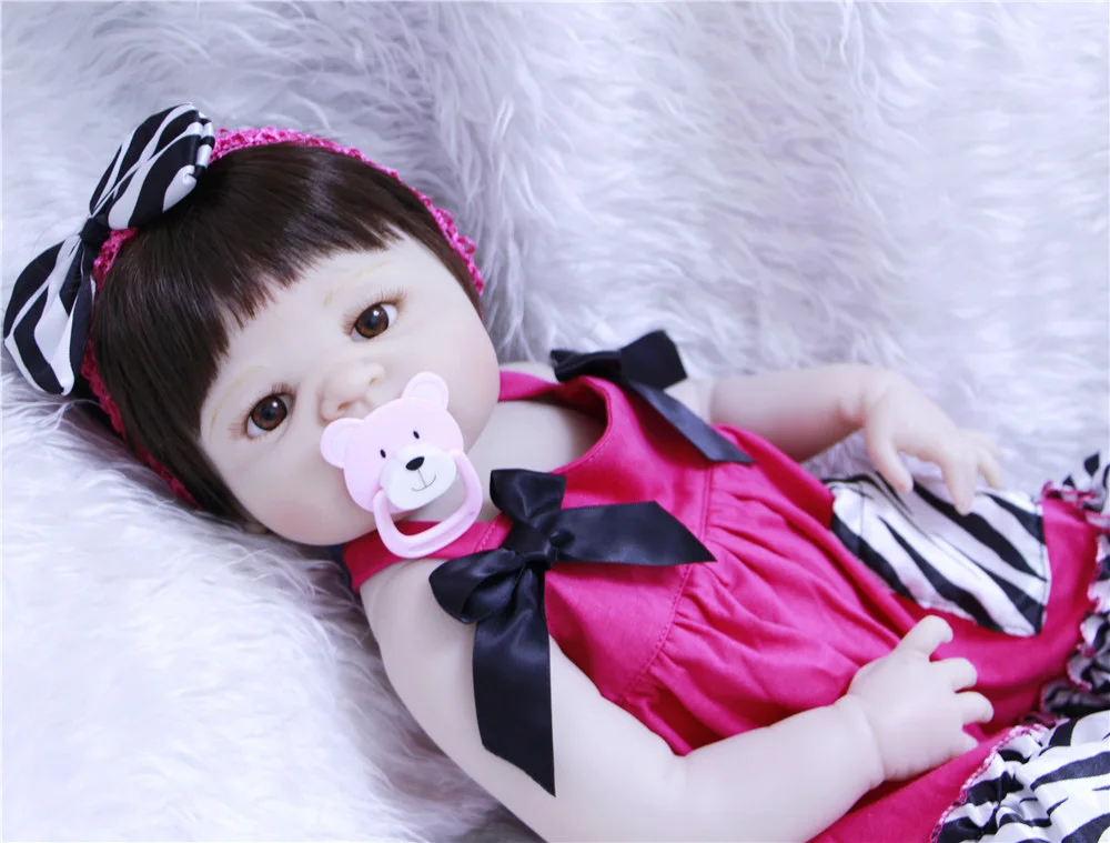 57cm 23inch Reborn FULL Silicone Baby Doll Toy Vinyl realistic white skin cute princess Birthday Xmas Gift Play House Bonecas | Игрушки и