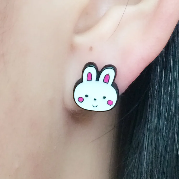 Серьги гвоздики в виде милых кроликов для женщин и девочек|Серьги-гвоздики| |