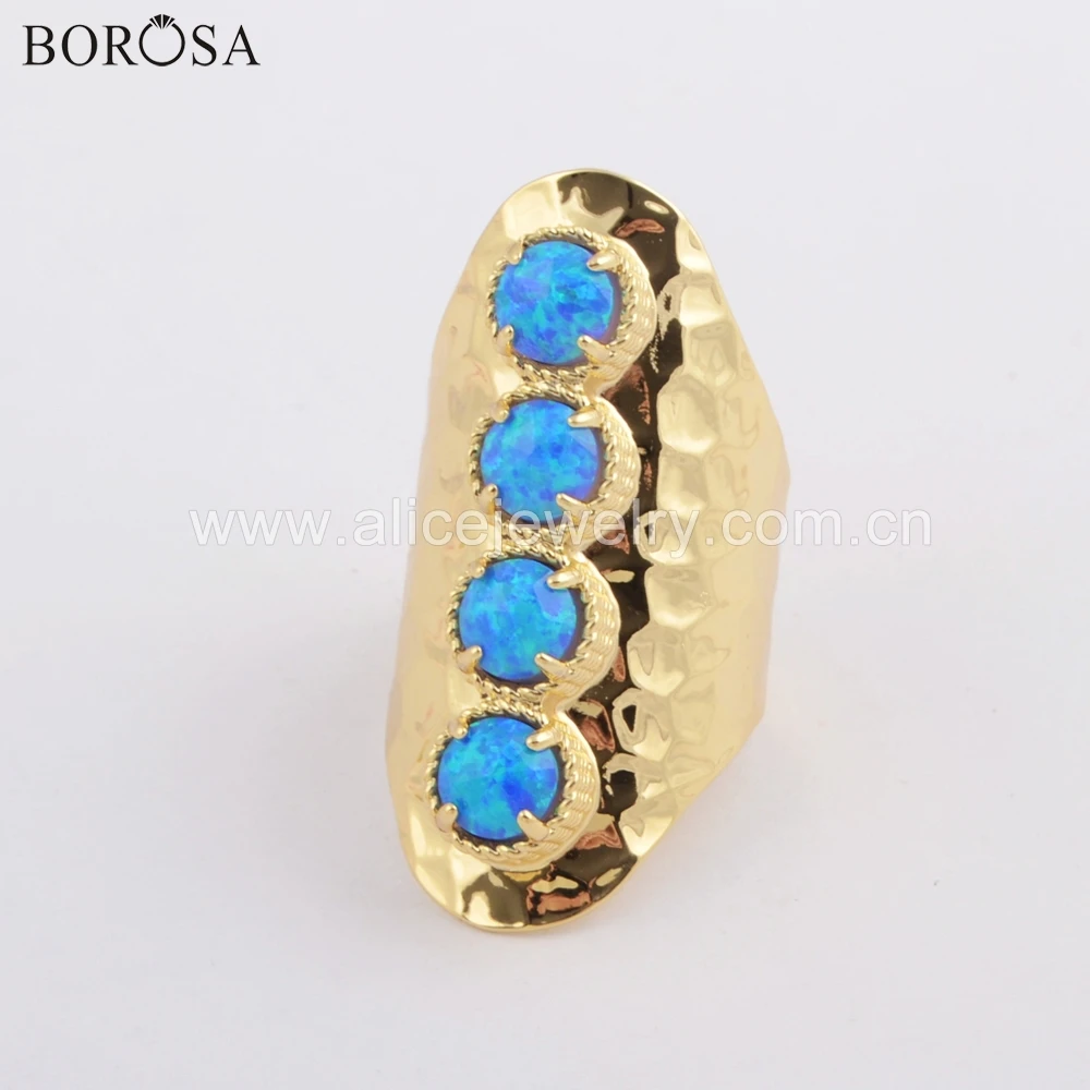 BOROSA 5 шт. золотых/серебряных колец круглой формы белого и голубого цвета в