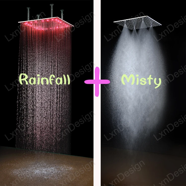 Роскошные LED Для ванной Shower 304 SUS зеркало Панель 500x500 потолочный Дождь туман