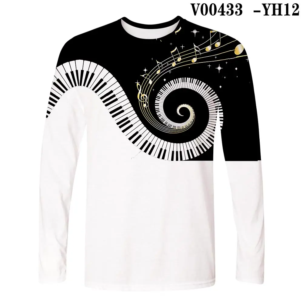 YH12 WAMNI Musical Note 3D Print Hooded Sweatshirt Harajuku Piano Fashion Autumn Novelty Hight Street Hoodie Long Sleeve - Цвет: YH12