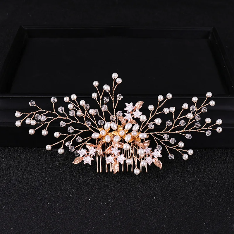 

bride Rhinestone Imitation Pearl Pentagram Hair Combs Elegant Headdress