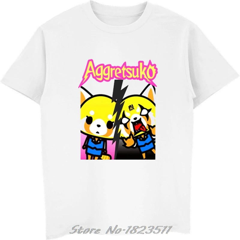 Летняя новая забавная футболка Aggretsuko Мужская модная футболка с рисунком Красной панды Retsuko Camisetas Hombre