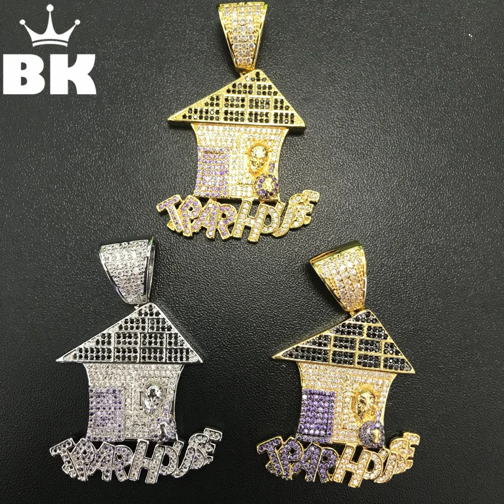 Ожерелье с кулоном BLING KING в виде домика ловушки фианитами украшение стиле хип хоп