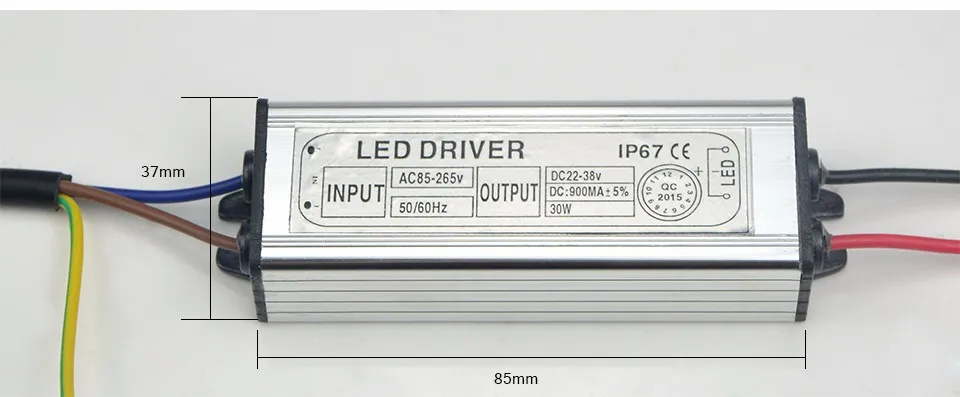 1X30 W AC 85-265V к DC 22 V-38 V 900mA источник питания светодиодный трансформатор освещения для светодиодной ленты IP67 водонепроницаемый адаптер