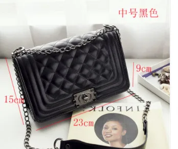 black Medium Стиль Женские сумки в корейской версии модные маленькие мешки аромат Линг решетки цепи сумки с одним sh - Цвет: black Medium