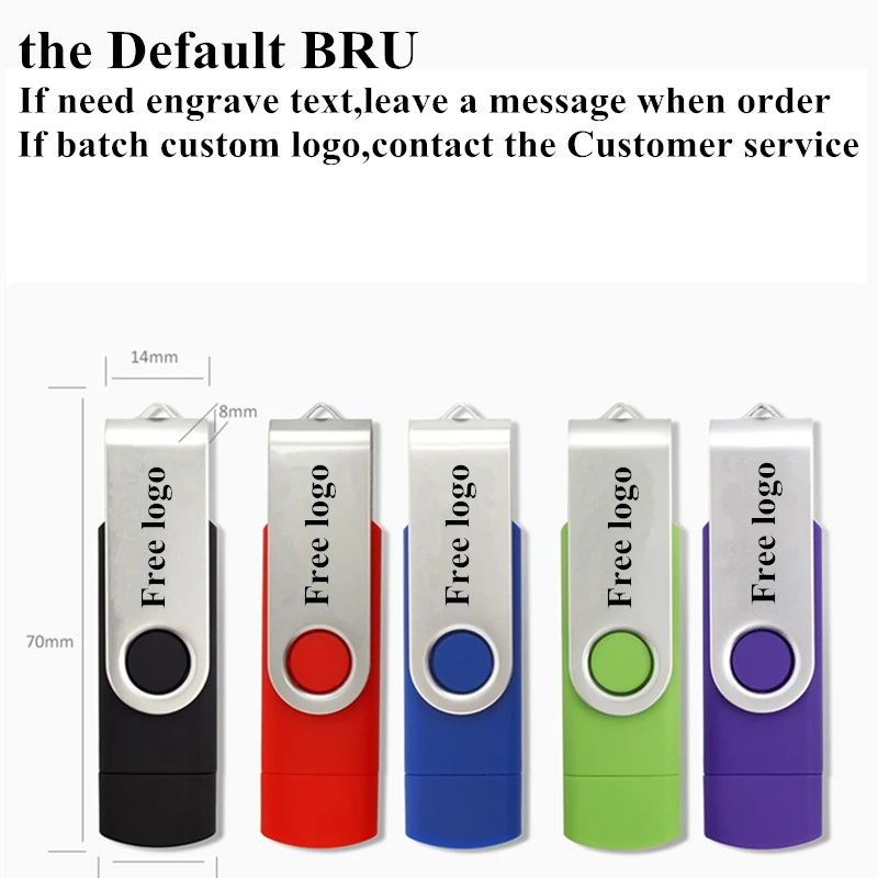 BRU 16GB32GB64GB OTG USB флэш накопитель для телефона поворотный Android Pendrive USB3.0 Memory Stick OEM на