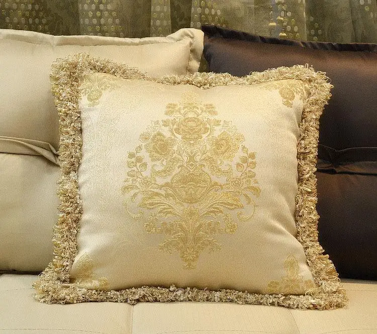 yyjf01 30*50/50/50cm European luxury cushion embroidery pillows pillowcase satin gold tassel baroque fabric decor|fabric waffle|fabric heartfabric