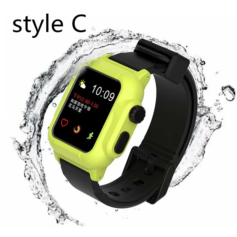 style C Спортивный Силиконовый каучуковый ремешок для наручных часов Apple Watch Serise 5/4/3/2 мягкие Водонепроницаемый кабель-браслет на запястье для наручных часов iwatch, 40 мм 44 мм 42 мм - Цвет ремешка: style C