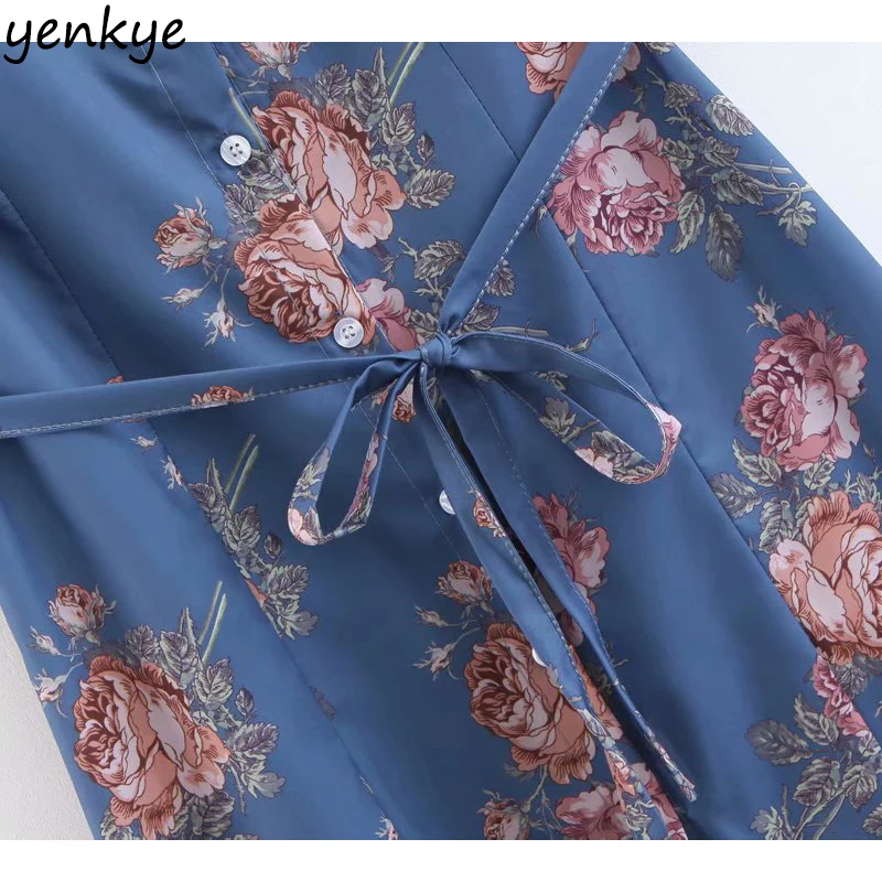 2019 Women Vintage Floral Print Holiday Summer Dress Lady V Neck Butterfly Sleeve A-line Midi Casual SDP6085 | Женская одежда