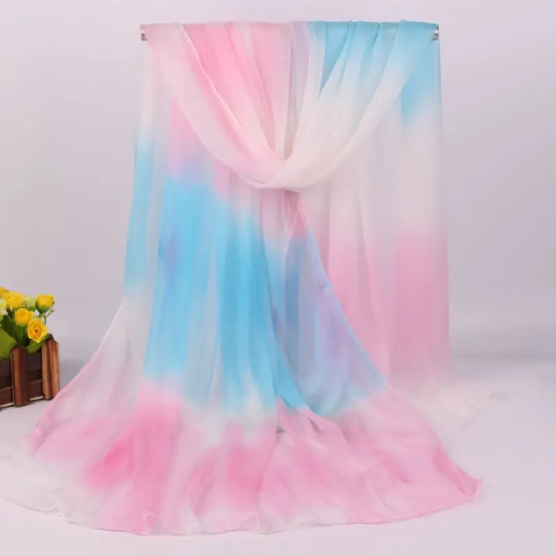 

Новинка, шаль из искусственного радужного шелка, весна и лето, градиентная ткань, Большое пляжное полотенце