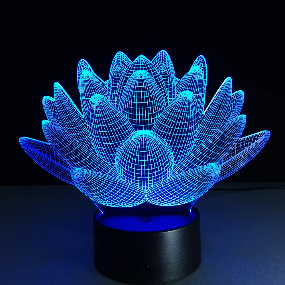 7 цветов Изменение сенсорный лотоса 3D цветной ночной Светильник странный