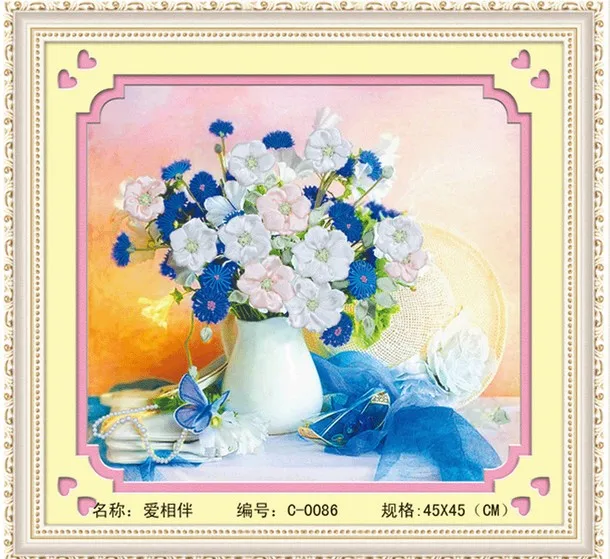 3D ваза для цветов Набор вышивки лентами с иглой холст краска рукоделия ручная