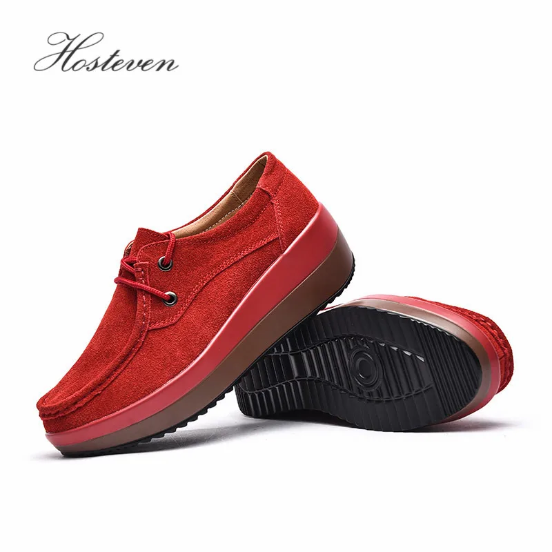 Hosteven/Женская обувь из коровьей замши женские черные кроссовки на плоской