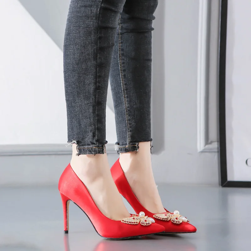 Женская обувь на высоком каблуке коллекция 2019 года сезон весна тонкая пикантная