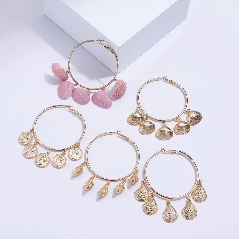 YMYW трендовые Hyperbole большие круглые монеты витые болтающиеся серьги оверсайз