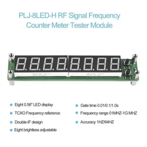 PLJ-8 светодиодный-H 8 цифр 0,1~ 1000 МГц RF сигнала счетчик частоты метр тестер светодиодный