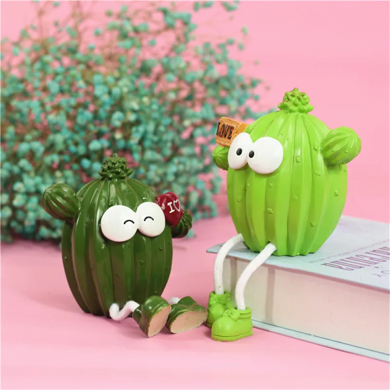 2 шт./компл. Смолы Кактус фигурки Artware милые кактусы цифры офисные украшения