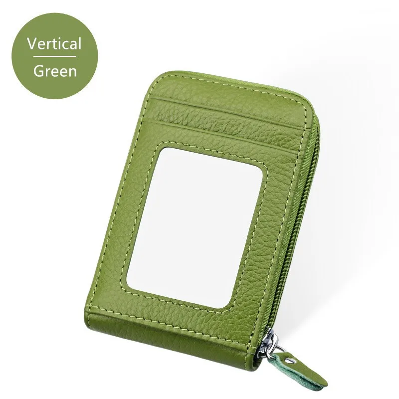 Green Натуральная кожа унисекс визитница кошелек банк Кредитная карта чехол ID Держатели Rfid кошелек красный фиолетовый розовый синий черный серый - Цвет: Green