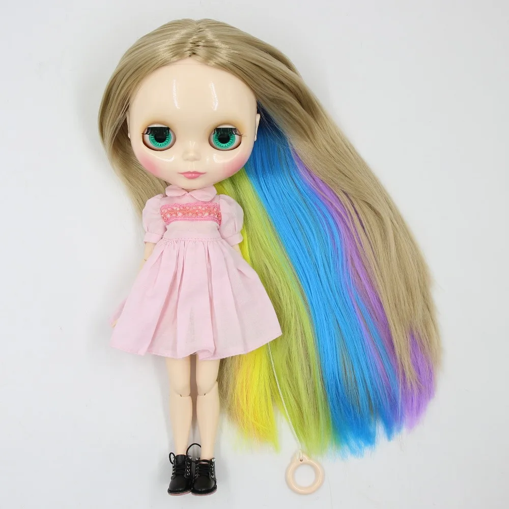 Кукла ICY DBS Blyth прямые цветные волосы радуги матовое лицо блестящее совместное