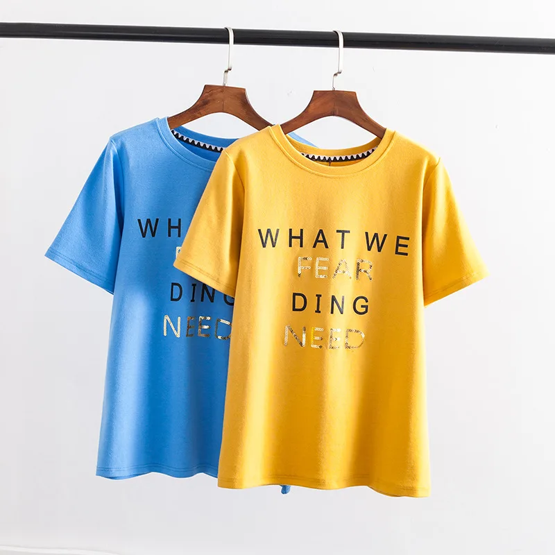 2019 плюс Размеры Повседневное футболки летняя женская одежда модные свободные