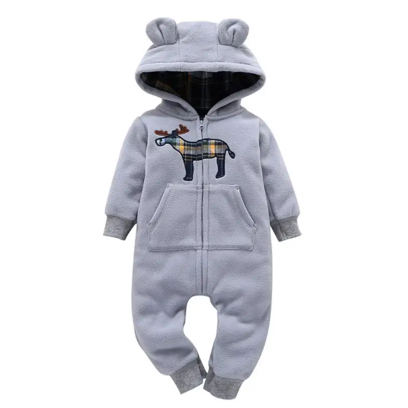 Утепленный комбинезон с капюшоном и принтом для маленьких мальчиков девочек